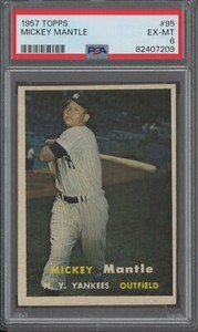 1957 Topps #95 Mickey Mantle New York Yankees HOF PSA 6 " LOOKS NICER "