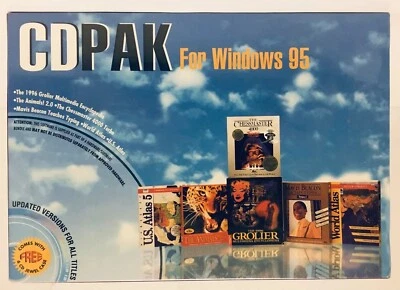 Vtg Windows 95 CdPak Chessmaster 4000 US World Atlas Grolier Encyclopedia Typing - Image 1 of 4