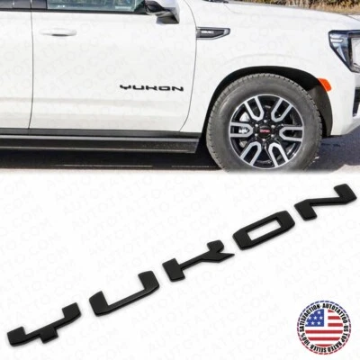 Placa de identificación de puerta lateral GMC Yukon 2021+ logotipo letra insignia emblema AT4 XL negro mate Foto 1 de 4
