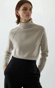COS KNITTED POLO NECK JUMPER Sweater ORGANIC COTTON MOLE GRAY Size Small - Picture 1 of 8