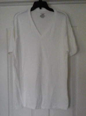 MENS JOCKEY LARGE 42/44 WHITE T-SHIRT V-NECK SHORT SLEEVE - Image 1 of 2