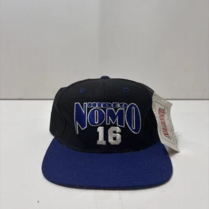 NWT Los Angeles Dodgers Baseball hat snap back Hideo Nomo black blue 1990s - Picture 1 of 7