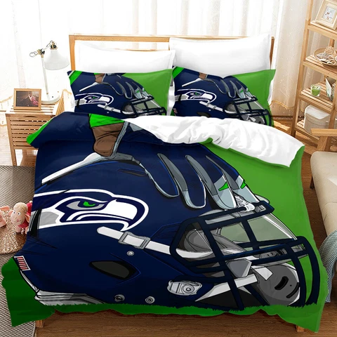 Seattle Seahawks Bedding Set Duvet Cover Quilt Cover 2 Pillowcases US size Gift Cover