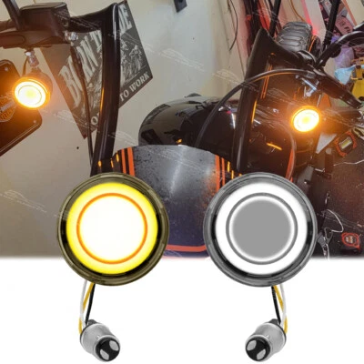 2X 1157 Luces LED intermitentes blanco ámbar para Harley Dyna Softail Sportster 883 Foto 1 de 4