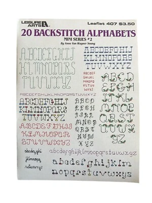 Leisure Arts 20 Backstitch Alphabets Mini Series #2 Cross Stitch Pattern 407 - Image 1 of 2
