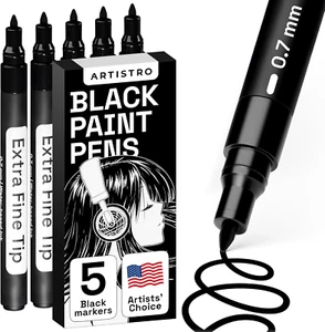 Black Paint Pens for Rock Painting, Stone, Ceramic, Glass, Wood, Tire, Fabric, M - Picture 1 of 12