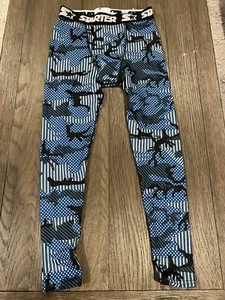 Boys Starter Blue Camo Camouflage spandex Gray Compression Tights Large - Picture 1 of 1