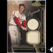 2015 Topps Tier One Legends Relics Dual Swatch /25 Red Schoendienst #DRL-RS HOF