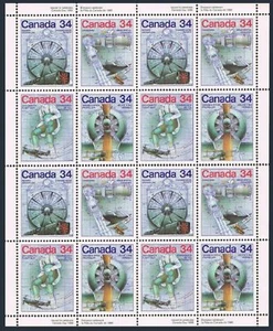 Canada 1099-1102a sheet, MNH. Mi 999-1002. Canada Day 1986. Inventions.Airplanes - Picture 1 of 1