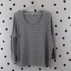 Ava & Viv Womens Knit Top Plus Size 4x Gray White Stripe Long Sleeve 