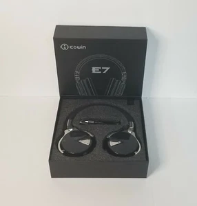 COWIN E7 Wireless Bluetooth Headphones Black sleek earpads silver music listen - Picture 1 of 10