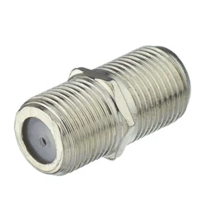 Paquete de 2 adaptadores acopladores de aleación de zinc F hembra a F hembra para cable coaxial de TV HD - Imagen 1 de 3