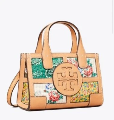 Bolsa tote nova em folha Tory Burch Ella quadrante estampado Batik medalhão MICRO - Imagem 1 de 4