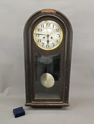 9020100 Regulator Wall Clock To 1920/40 Oak Dark H81cm Cover