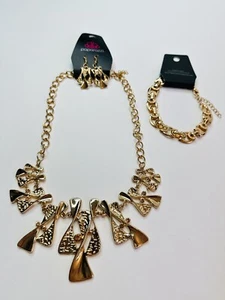 Schmuck Set Paparazzi Halskette Ohrringe Armband Gold Stylist Statement Elegant - Bild 1 von 17