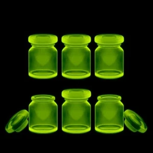 Collectible Uranium Glass Bottles With Lids Apothecary Jars Trinket Jewelry Box - Picture 1 of 6