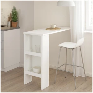 Bartisch mit Stauraum moderner Küchentisch in Weiß Küchentisch Wandmontage mit 2 - Bild 1 von 2