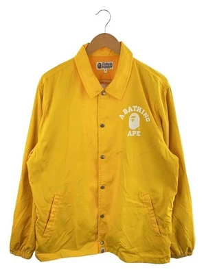A Bathing Ape BAPE Coach Jacket XL Yellow Polyester Printed #EK AHA - Image 1 of 4