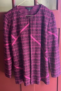 Ming Wang Cardigan Jacket Size XL Open Front Long Sleeve Black Pink NWOT - Picture 1 of 9
