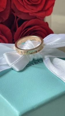 Tiffany 1837 Ring in Rose Gold with Diamonds, Narrow size 8.5 US $2225 NEW - Image 1 of 4