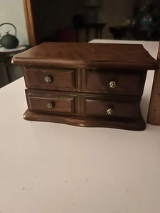Vintage Jewelry Box Wood With Gold Velvet Inside & Mirror 1970's Hi Mark Yellow - Picture 1 of 14