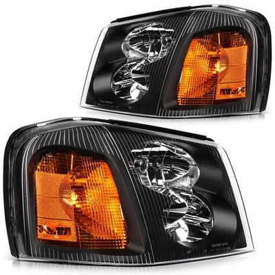 Par de montaje de faros de carcasa negros para GMC Envoy 2002-05 GMC Jimmy 2002-2009 Foto 1 de 4