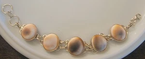 Estate Sterling Shell Bracelet, Marked, 8 Inches, Lobster Clasp - Picture 1 of 9
