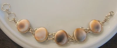 Estate Sterling Shell Bracelet, Marked, 8 Inches, Lobster Clasp - Image 1 of 4