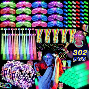 302 PCS Glow in the Dark Party Supplies, 20 LED Hair Clips Fiber Optic, 16 LED G - Picture 1 of 12