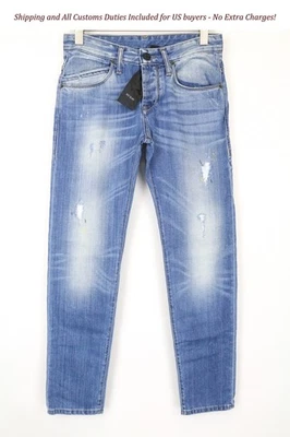 Pantalones de mezclilla para hombre TAKESHY KUROSAWA W30 azul lavado algodón puro calce ajustado estilo Foto 1 de 4