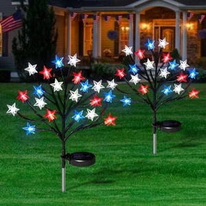 4th of July Solar Star Tree Lights Decorations Outdoor, Waterproof Red White ... - Picture 1 of 6