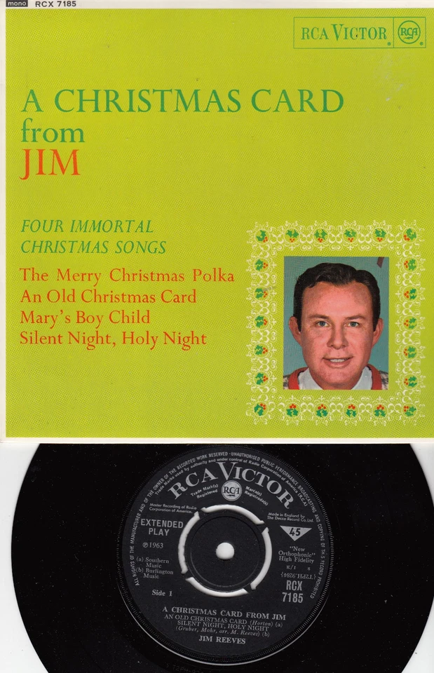 JIM REEVES *A CHRISTMAS CARD FROM JIM*  1966 UK RCA EP  NM/NM - Image 1 of 2