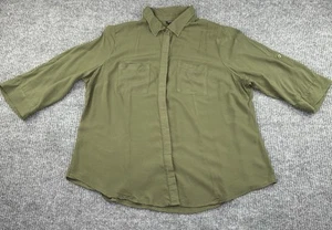 Torrid Women's Plus Size 0 Button Up Shirt Roll Tab Short Sleeve Rayon Top Olive - Picture 1 of 22