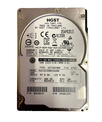 HGST HUC101890CS4200 900GB HDD 2.5" SAS-3 12GB/S 10K 128MB - Image 1 of 2