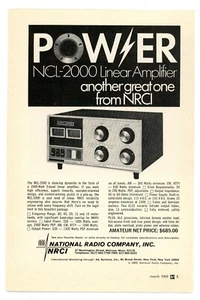 Ham Radio Magazine Ad For "POWER NCL-2000 NATIONAL Linear Amplifier" (3/69) - Picture 1 of 1