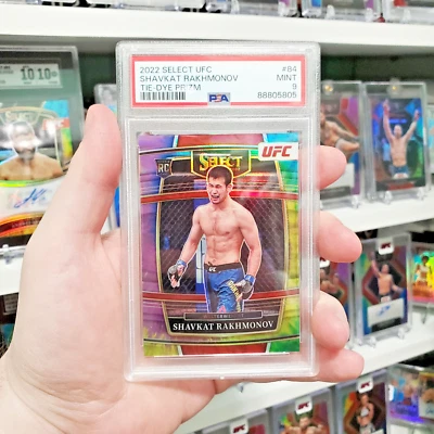 2022 Panini Select UFC Shavkat Rakhmonov Tie Dye /25 Rookie RC PSA 9 - Image 1 of 4