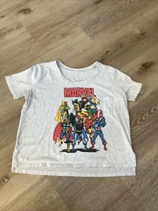 90'S MARVEL Avengers - Vintage Graphic Juniors Crop Top - Gray - Picture 1 of 6