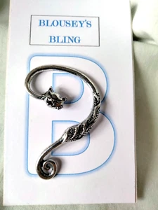 EVIL CAT FACE AND TAIL PIERCED EARRING EAR HUGGER - Picture 1 of 2