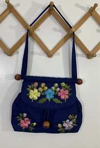 Vintage Handbag 1960s Purse Embroidered  Hawaiian - Picture 1 of 14