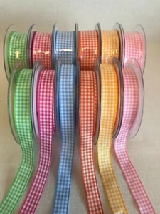 Cinta a cuadros de guinga Berisfords 3 mtr de longitud - Elección de 25 mm o 15 mm y colores - Imagen 1 de 7