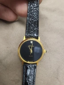 Vintage Jewelry Genevex Ladies Wristwatch w/Genuine Diamond,Leather Band, - Picture 1 of 7