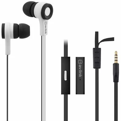 AV:Link Rubber Earphones w/Mic Black & White - Image 1 of 4