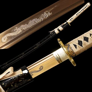 Japanese DRAGON Samurai KATANA Sword FULL TANG Sharp Blade 1095 Carbon Steel - Picture 1 of 10