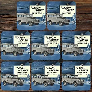 DRINK COASTER SET OF 8 - LAND ROVER 4-WHEEL DRIVE STATION WAGON - Picture 1 of 2