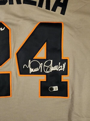 Miguel Cabrera Autographed Tigers 1970s Turn Back The Clock Inscribed Jersey - Image 1 of 4