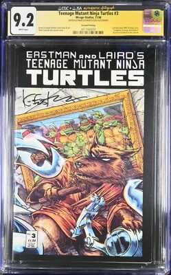Teenage Mutant Ninja Turtles #3 2nd Print Jim Lawson Cover CGC 9.2 - Signed - Image 1 of 3