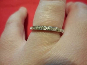 Pave Set White Diamond Anniversary Band Ring in 925 Sterling-Size 7-0.10 Carats - Picture 1 of 8