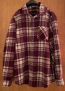 We are the Superlative Conspiracy WESC Shacket Purple Cream Plaid Shirt Jacket - Picture 1 of 6