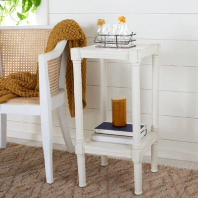 SAFAVIEH Rafiki Square Accent Table | Distressed White | - Image 1 of 4