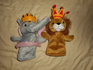 Elephant & Lion Hand Puppets MURDOCK & ROSS Restoration Hardware Safari Animals - Picture 1 of 12